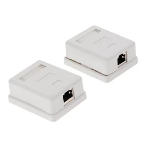 2 X Cat5e Single Port Surface Mount Outlet Box Face Plate Backbox Combo - Photo 1/6