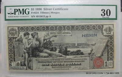 PMG VF30 SERIES 1896 $1 SILVER CERTIFICATE EDUCATIONAL NOTE Fr# 224 (BC13) - Image 1 of 2