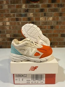 KITH para New Balance 990v4 MYKONOS CYCLADES TD TALLA 5 NIÑOS NARANJA VERDE AZULADO PV990KT1 - Imagen 1 de 8