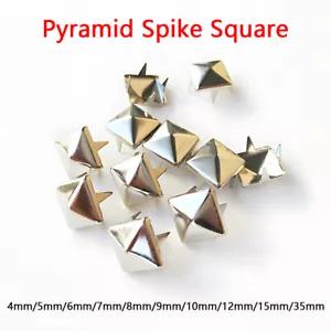 4-35mm Claw Studs Rivets Pyramid Spike Square For Costume Shoes Bags DIY Silvery - Picture 1 of 12