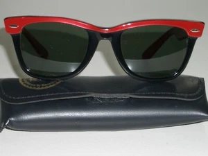 VINTAGE B&L RAY-BAN BLACK/RED BLEND G15 UV STREET NEAT WAYFARER 5022 SUNGLASSES - Picture 1 of 8