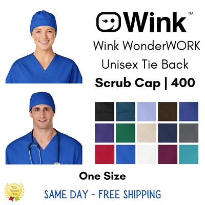 Wink WonderWORK Unisex Tie Back Solid Scrub Cap | 400 - Image 1 of 4