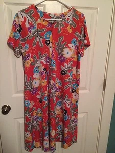 Vintage Zip-Front Elaine Sklar Bright Vivid Colored Floral Robe Lounger Large - Picture 1 of 4