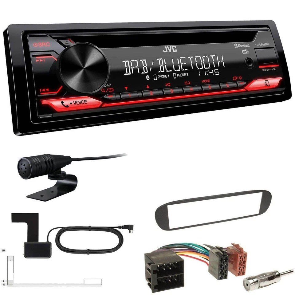 JVC KD-DB622BT DAB inkl Antenne Bluetooth Einbauset für Fiat Barchetta 1995-2005 - Bild 1 von 4