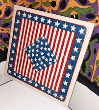 Vintage 7x7" Vivid Red, White & Blue Glazed AMERICANA Decorative Ceramic Tile