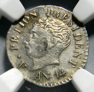 Haiti 12 Centimes L'An 14 (1817) Small head variety NGC AU Details (01-9) - Picture 1 of 5