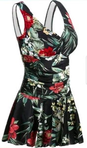 Women's Plus-Size Flower Printing Shaping Body One Piece Swim Dress Swimsuit 4XL - Picture 1 of 13