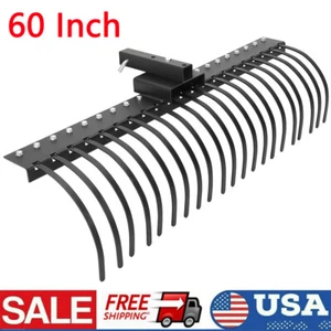 3 Point 60Inch Pine Straw Landscaping Rock Rake Attaches for Cat-1 Tractor - Picture 1 of 7