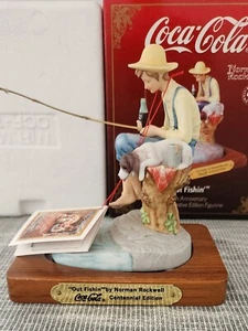 Coca Cola 100th Anniversary 1886-1986 NORMAN ROCKWELL "Out Fishin'" 6" FIGURINE - Picture 1 of 6
