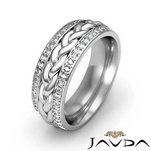 Round Diamond Men Eternity Rope Style Wedding Band White Gold 0.57Ctw. - Picture 1 of 48