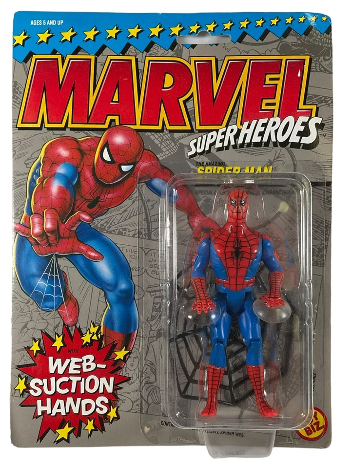 1990 Marvel Super Heroes Spider-man With Web Suction Hands Action Figure MOC