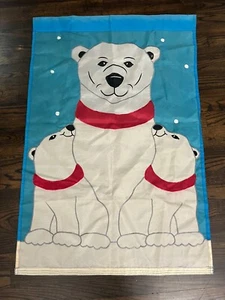 Vintage Polar Bear Winter Flag Banner 41”x27” - Picture 1 of 9