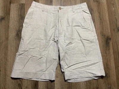 Pantalones Cortos Banana Republic, Para Hombre Talla 32, Tostado, Rayas, Frente Plano, Chino, Bolsillos Foto 1 de 4