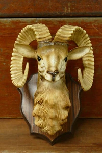 VTG MCM Sheep Ram Head Plastic Taxidermy Mount Grandpa Dad Core Cabin Wall Decor - Picture 1 of 10