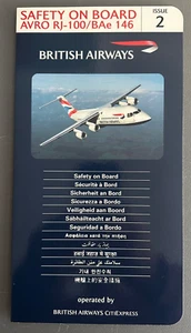British Airways CitiExpress BAe 146 Avro RJ100 Safety Card instructions Issue 2 - Picture 1 of 3