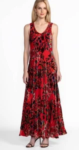 Johnny Was Bias Dress Slip Bobcat Forest Red Floral Maxi Silk Blend XXL NEW - Picture 1 of 12