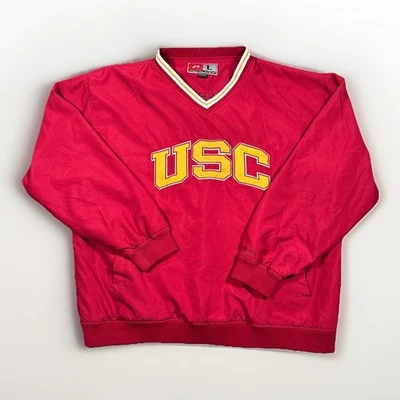 Vintage USC Trojans Jacket Mens Large Red Pro Player Pullover Windbreaker NCAA - Image 1 of 4