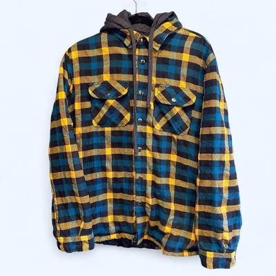 Camisa de franela Cloudveil chaqueta capucha forro acolchado para hombre grande a cuadros Foto 1 de 4