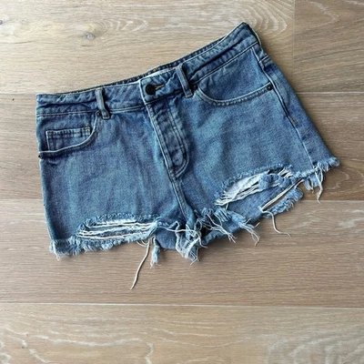 Brandy Melville Cutoff High Waisted Distressed Button Fly Denim Shorts sz 28 - Image 1 of 4