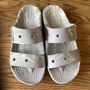 Crocs Iconic Comfort Classic Purple Marbled Slides Sandalen Damen - Bild 1 von 13