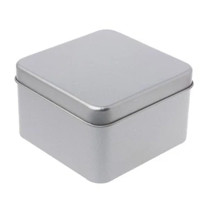 9x9cm Small Metal Tin Silver Storage Box for Case Organizer For Money Coin Candy - Picture 1 of 8