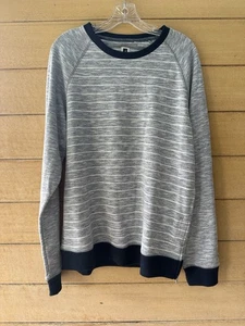 Howe Men’s Large Knit Sweatshirt Side Zip Navy Nautical Striped New NWT - Picture 1 of 7