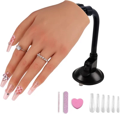 Mano Finta per Ricostruzione Unghie, Mano Finta Con Supporto,Silicone Mano Finta - Immagine 1 di 4