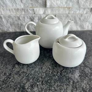 Dansk Tapestries Winter White Coffee Tea Pot Creamer Sugar Bowl Set With Lids - Picture 1 of 12