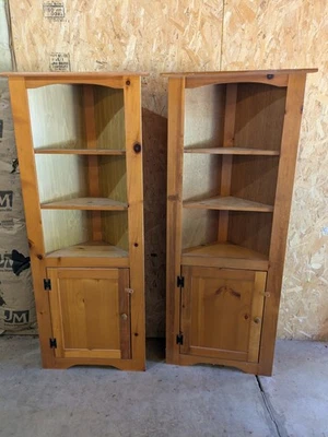 Pair Of Custom Quality Pine Corner Display Cabinets 72x31" - Image 1 of 4