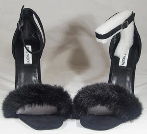 Steve Madden Kippins Leder & Kunstfell schwarz Stilettoabsatz Knöchelriemen Gr. 11 - Bild 1 von 8
