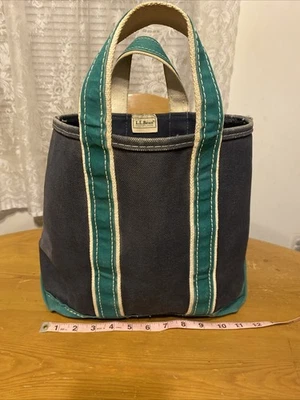 Vintage LL Bean Boat and Tote Freeport Maine Usado Azul Con Borde Verde Foto 1 de 4