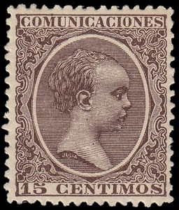 Spain 219 1889-01 Alfonso XIII Pelón MNH - Picture 1 of 1