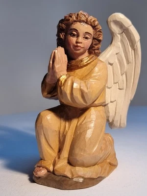 Kofel Krippenfigur Engel kniend, Oberammergau, handgeschnitzt, lasiert, 15cm neu - Bild 1 von 2