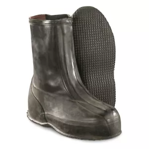 Deutsches Militär Nasswetter schwarz Gummi Overschuhe mit Reißverschluss Regenstiefel Größe 8 - Bild 1 von 1