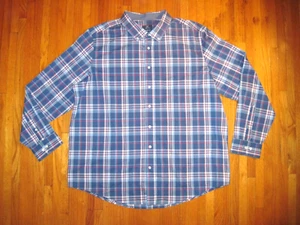 George Classic Fit Easy Care Red/Navy Plaid Oxford Shirt 3XL 54/56 NWT - Picture 1 of 8