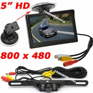 License Plate IR Night Vision Backup Reverse Camera + 5" TFT LCD Backup Monitor - Picture 1 of 12