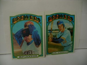 1972 TOPPS BASEBALL LOT  RICK AUEBACH #153 EX  SKIP LOCKWOOD #118  EX BREWERS
