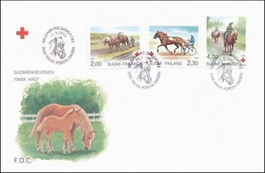 Horses War Horse Trotting Horse Work Horse Colt Red Cross Finland Mint FDC 1994 - Picture 1 of 1