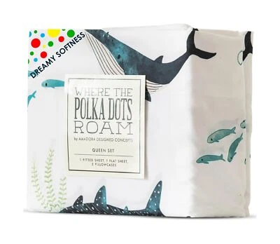 Conjunto de Cama Completo Where The Polka Dots Roam Nautical Ocean - 4 Peças Super Sof... - Imagem 1 de 4