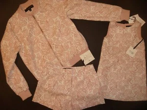 Victoria Beckham SET BOMBER JACKET+shorts+girl's DRESS JACQUARD blush pink WHITE - Picture 1 of 12