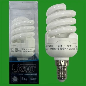 12x 12W =60W CFL Mini Spiral 6400K Daylight Low Energy Light Bulbs SES E14 Lamp - Picture 1 of 3