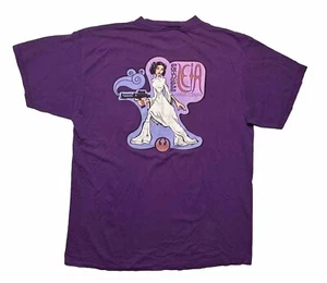 Camiseta De Colección 1997 Star Wars Princesa Leia Dibujos Animados Big Face Gun XL 90s - Imagen 1 de 19