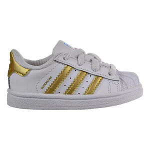 Adidas Superstar Toddler Shoes White-Metallic Gold-Blue-Scarlet b39401 - Picture 1 of 6