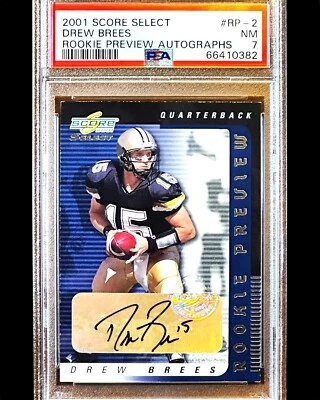 Drew Brees RC - 2001 Score Select ROOKIE PREVIEW AUTO - PSA 7 - Image 1 of 3