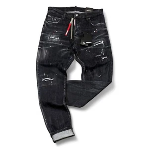 New DSQ2 Men's Cool Guy Slim Jean Stretchy Washed Slim Fit Black Jeans - Picture 1 of 4