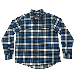 Camisa Chaqueta Chaqueta de Franela Orvis Para Hombre L Azul Negro A Cuadros Abotonada Peso Pesado - Imagen 1 de 8