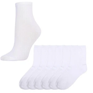 6 Pairs Unisex Little Kids Youth Boys Girls Soft Crew Dress Socks Sz 2T 3T White - Picture 1 of 1