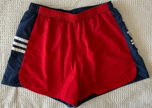 Adidas Girls Large 14 Shorts Ted Blue White Spell Out 3 Stripes EUC L - Picture 1 of 7