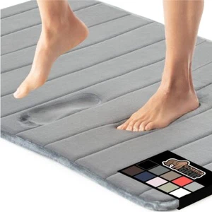Memory Foam Bathroom Rug, Absorbent Bath Mat, Machine Washable, 24x17 Gray - Picture 1 of 9