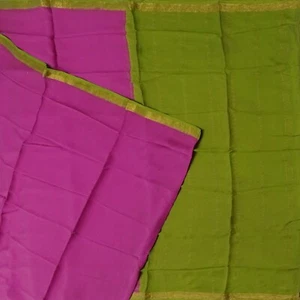 Saris rosas vintage 100 % pura seda crepé Mysore Zari tejido sari 5YD tela artesanal - Imagen 1 de 6